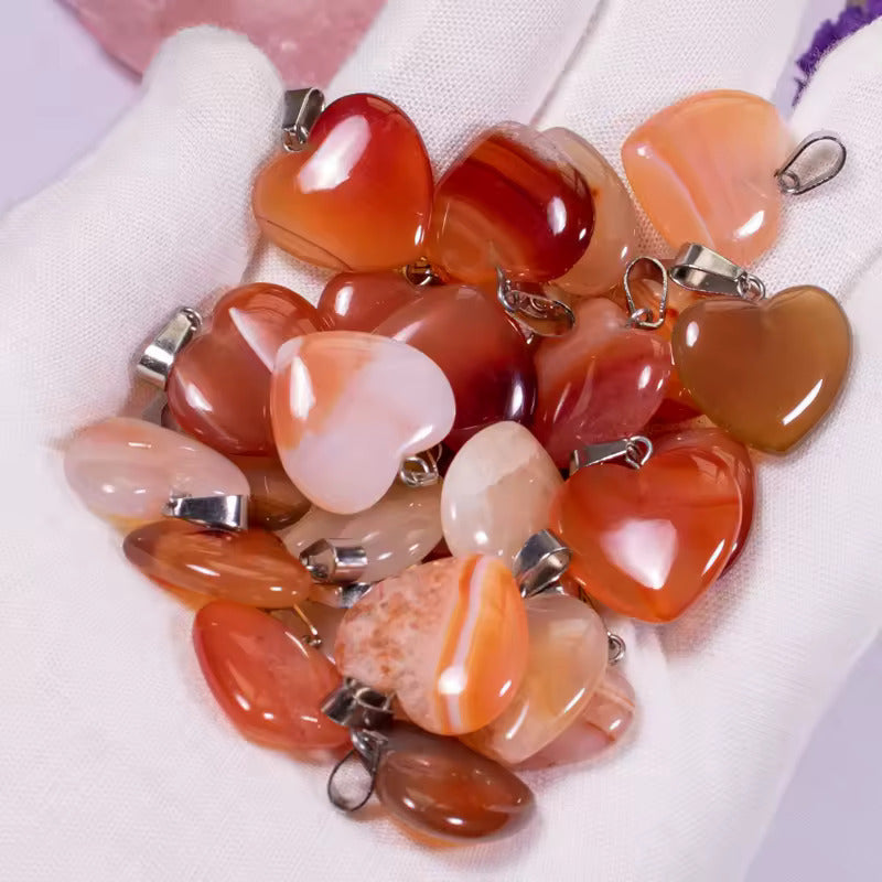 Pendentif coeur agate rouge Les Bogardines