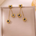 Boucles d'oreille pendantes coeur en zircon noir Les Bogardines