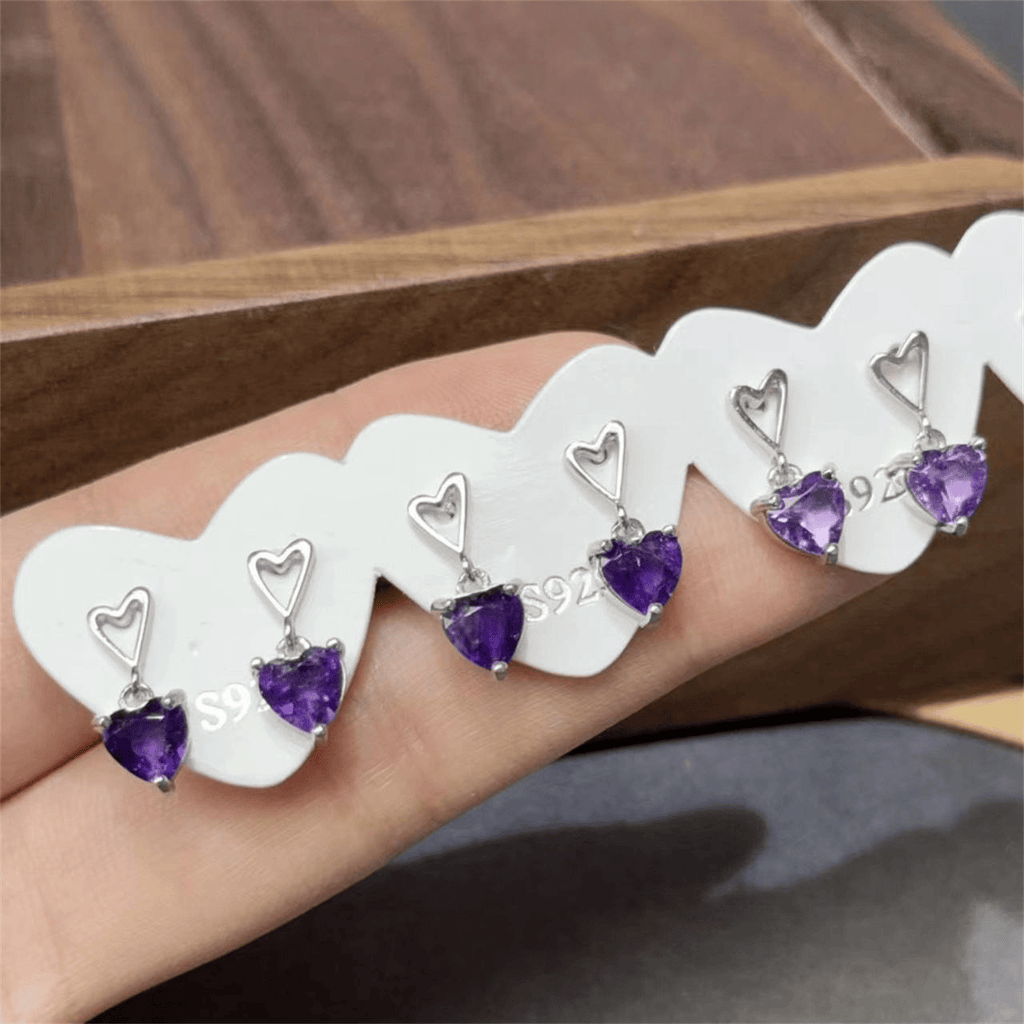 Boucles d'oreille en améthyste et argent 925 Les Bogardines