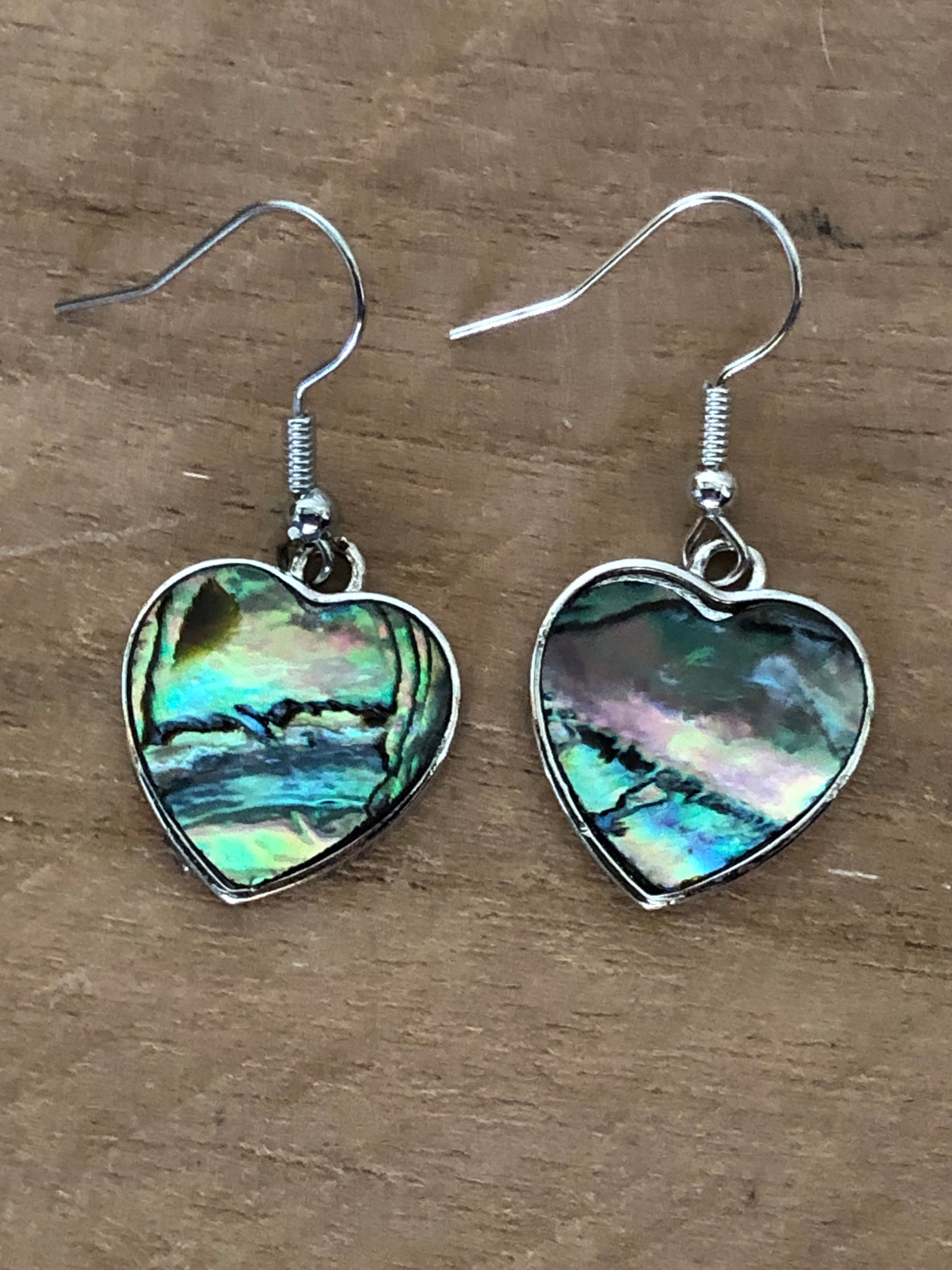 Boucles d'oreille coeur en nacre Les Bogardines